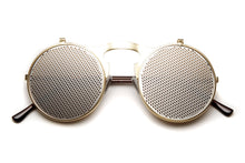 Aysha Silver Netted Round Flip Up Metal Frame Sunglasses