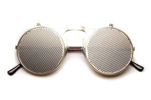 Aysha Silver Netted Round Flip Up Metal Frame Sunglasses