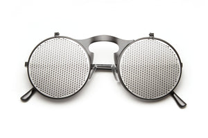 Aysha Silver Netted Round Flip Up Metal Frame Sunglasses