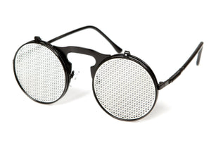Aysha Silver Netted Round Flip Up Metal Frame Sunglasses