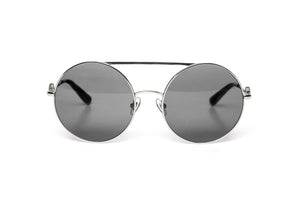 Blythe Sunglasses (Silver Metal Front/Gray CZ)