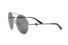 Blythe Sunglasses (Silver Metal Front/Gray CZ)