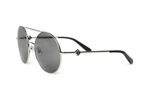 Blythe Sunglasses (Silver Metal Front/Gray CZ)