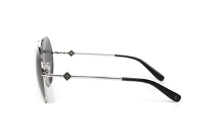 Blythe Sunglasses (Silver Metal Front/Gray CZ)