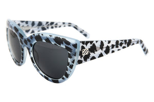 Runaway Sunglasses (Blue Animal Print/Grey)